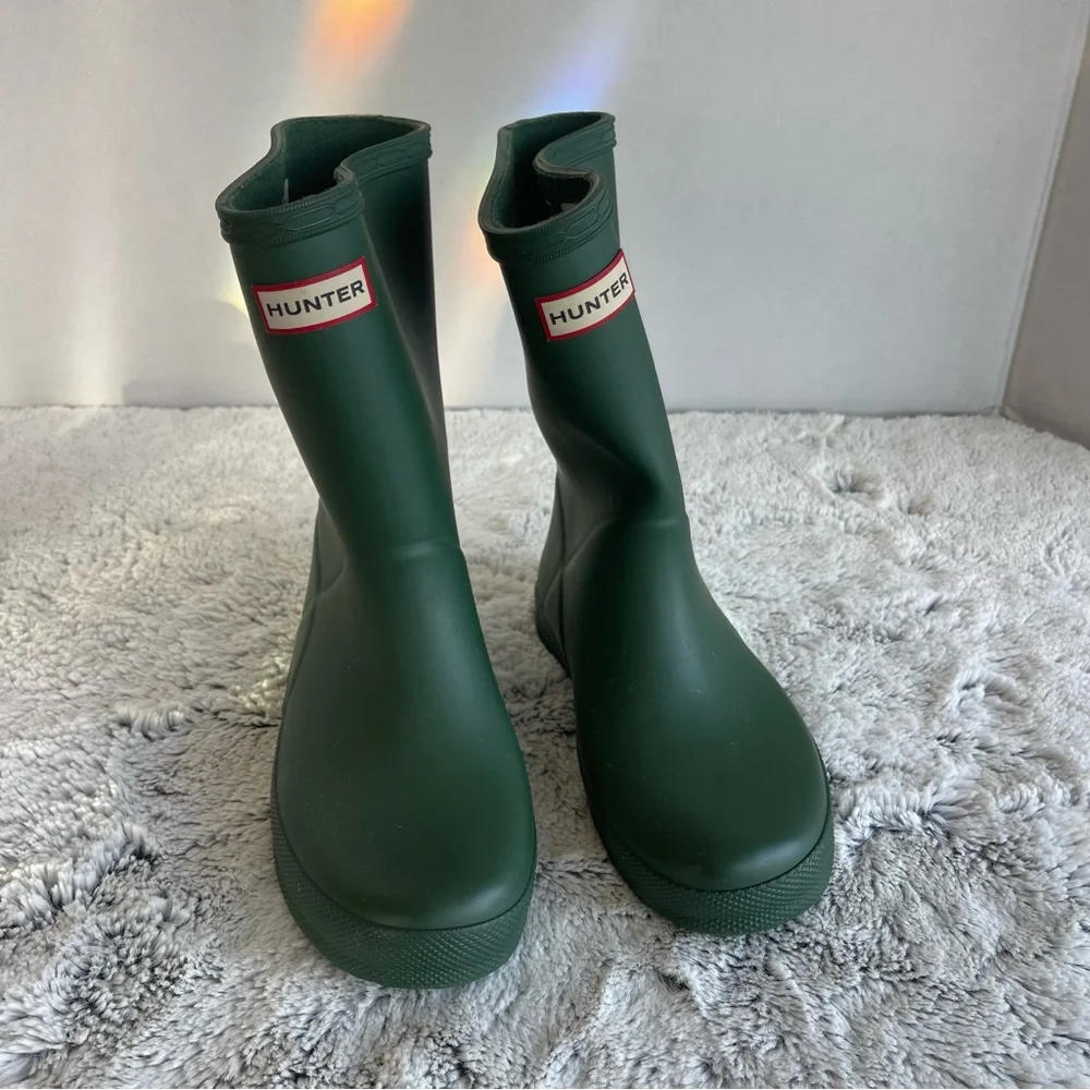 Hunter Kids Green Waterproof Rubber Rain Boots Size 12